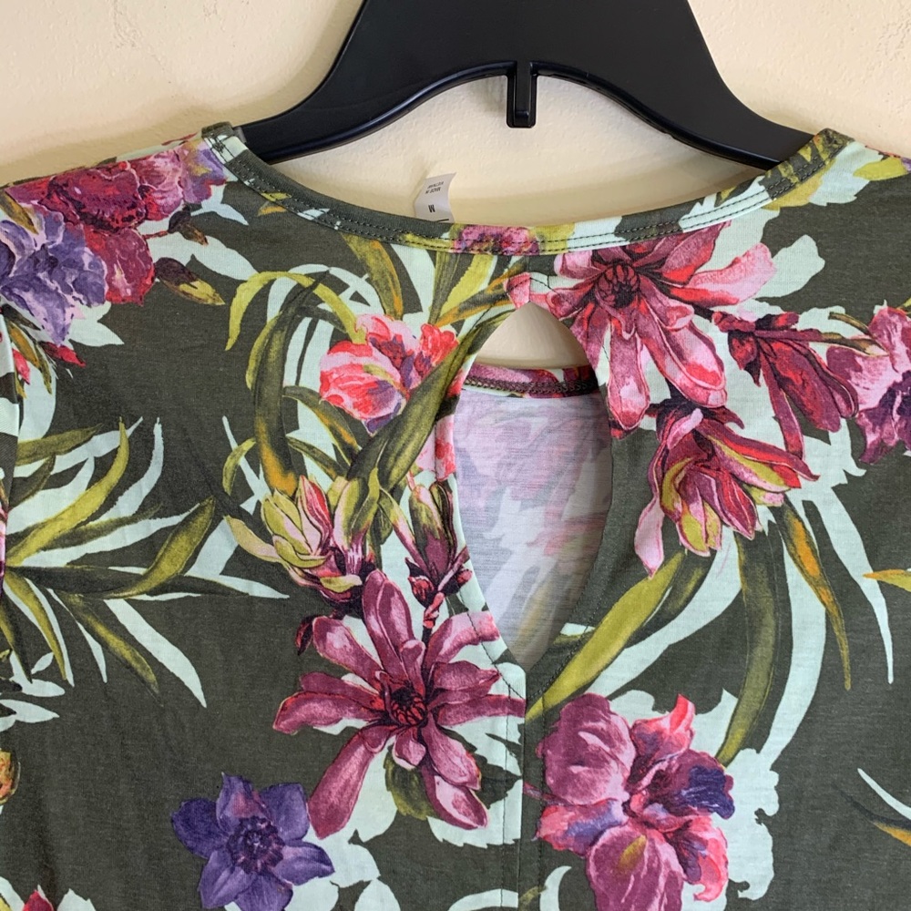 Ideology Floral print Keyhole Back Top Shirt M - Picture 7 of 8